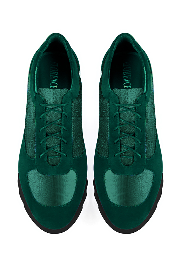 Forest green women's elegant sneakers. Round toe. Low rubber soles. Top view - Florence KOOIJMAN